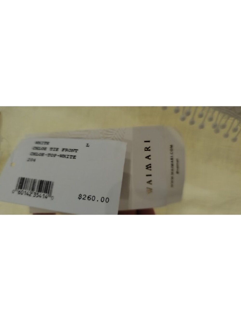 Waimari Women Cropped V-Neck Tie Front White Long Sleeve Blouse Size L - Picture 7 of 12